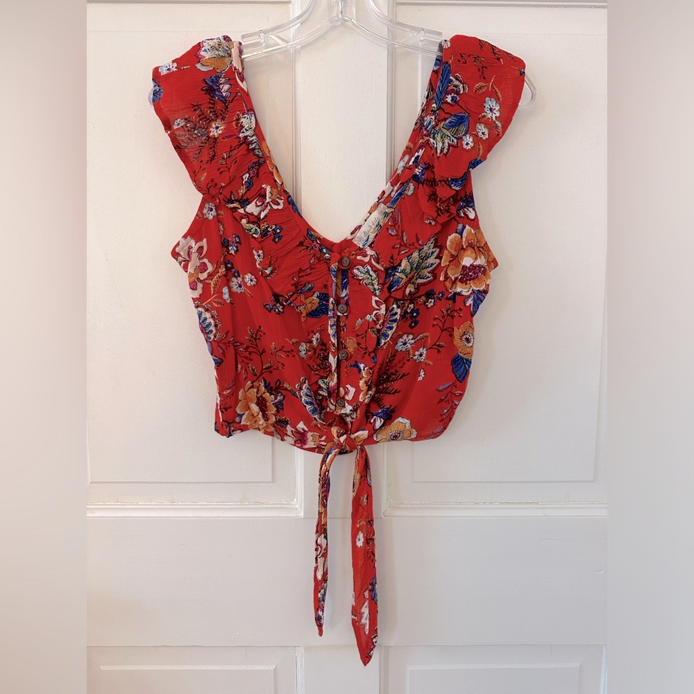 NEW Altar’d State Ruffle Tie Floral Crop Top